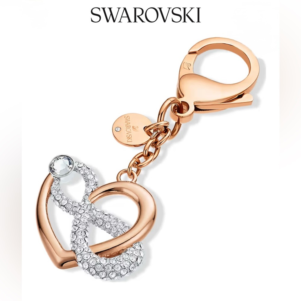 Infinite bag charm-Infinity and heart, White, Mixed metal finish NIB